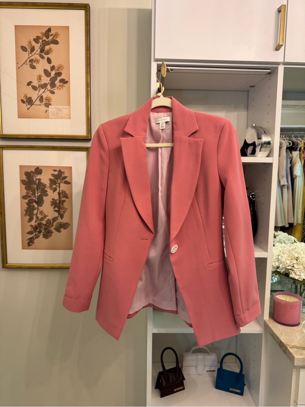 Topshop Dusty Rose Single-Button Blazer